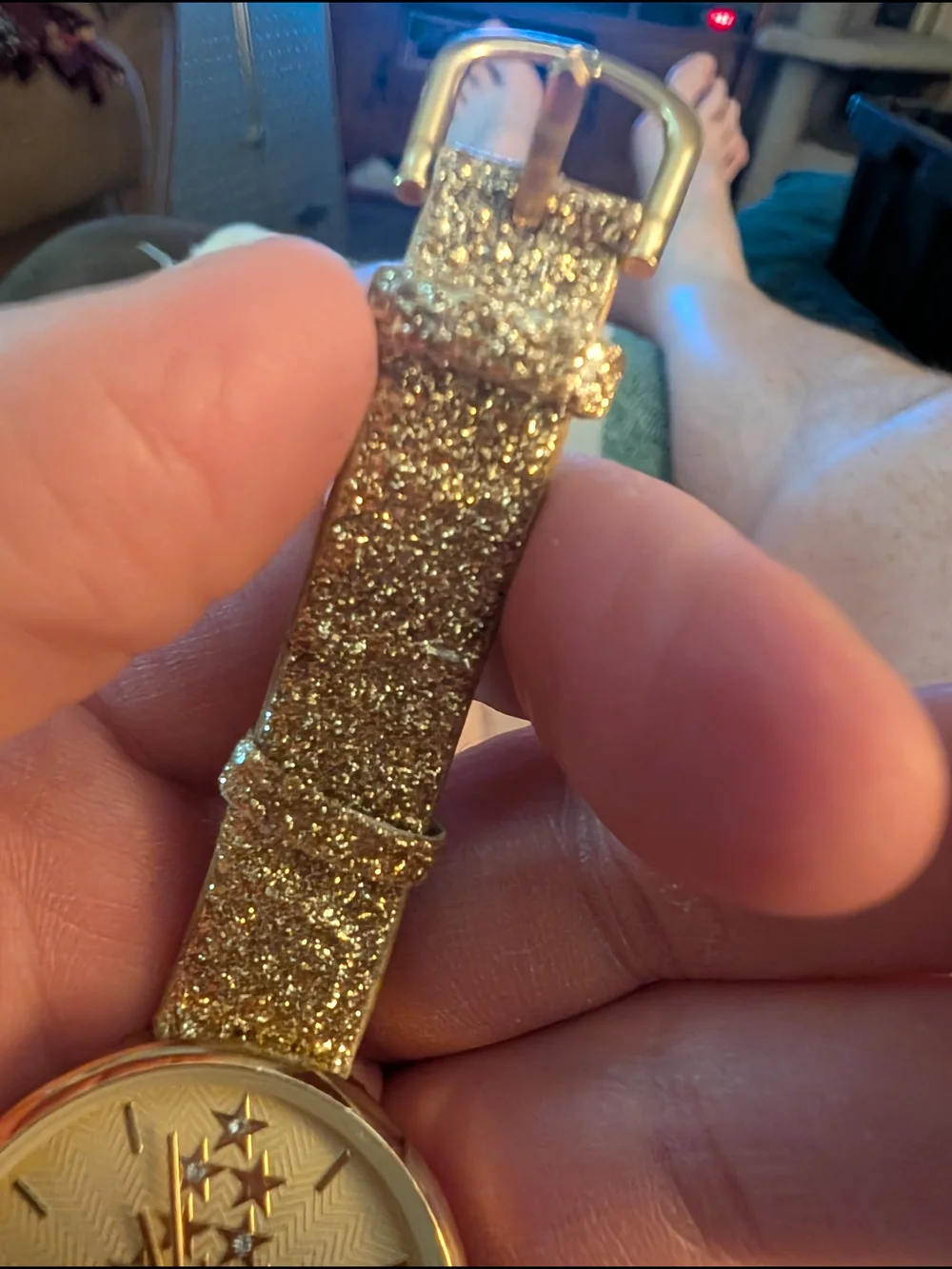 Christmas Tree Gold Star Pattern Round Watch Face Brand New Battery